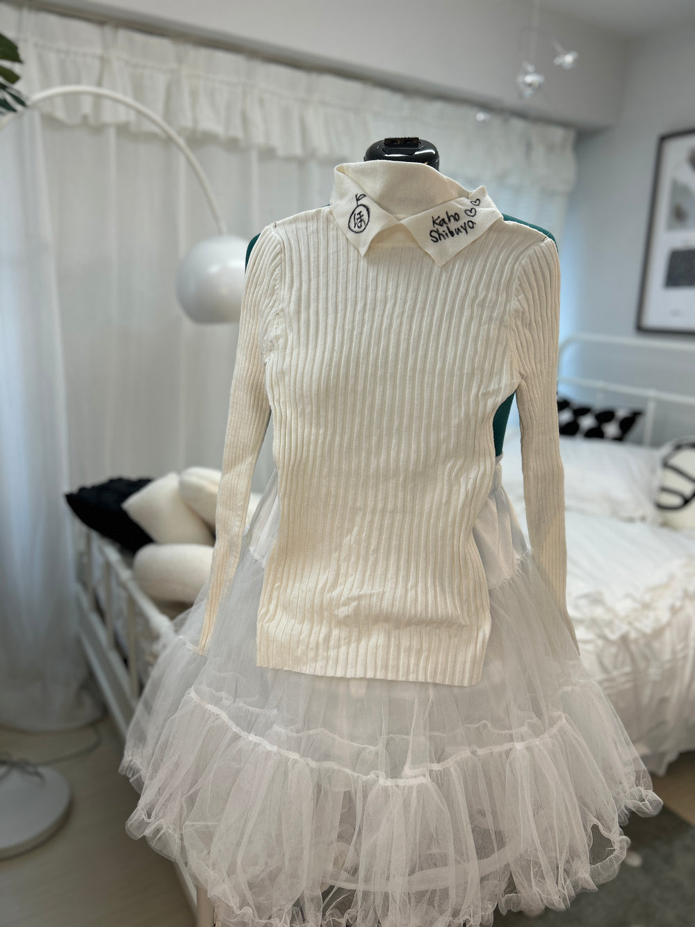 Kaho Shibuya Worn Black Off-The-Shoulder & White Top Dress (Signed)