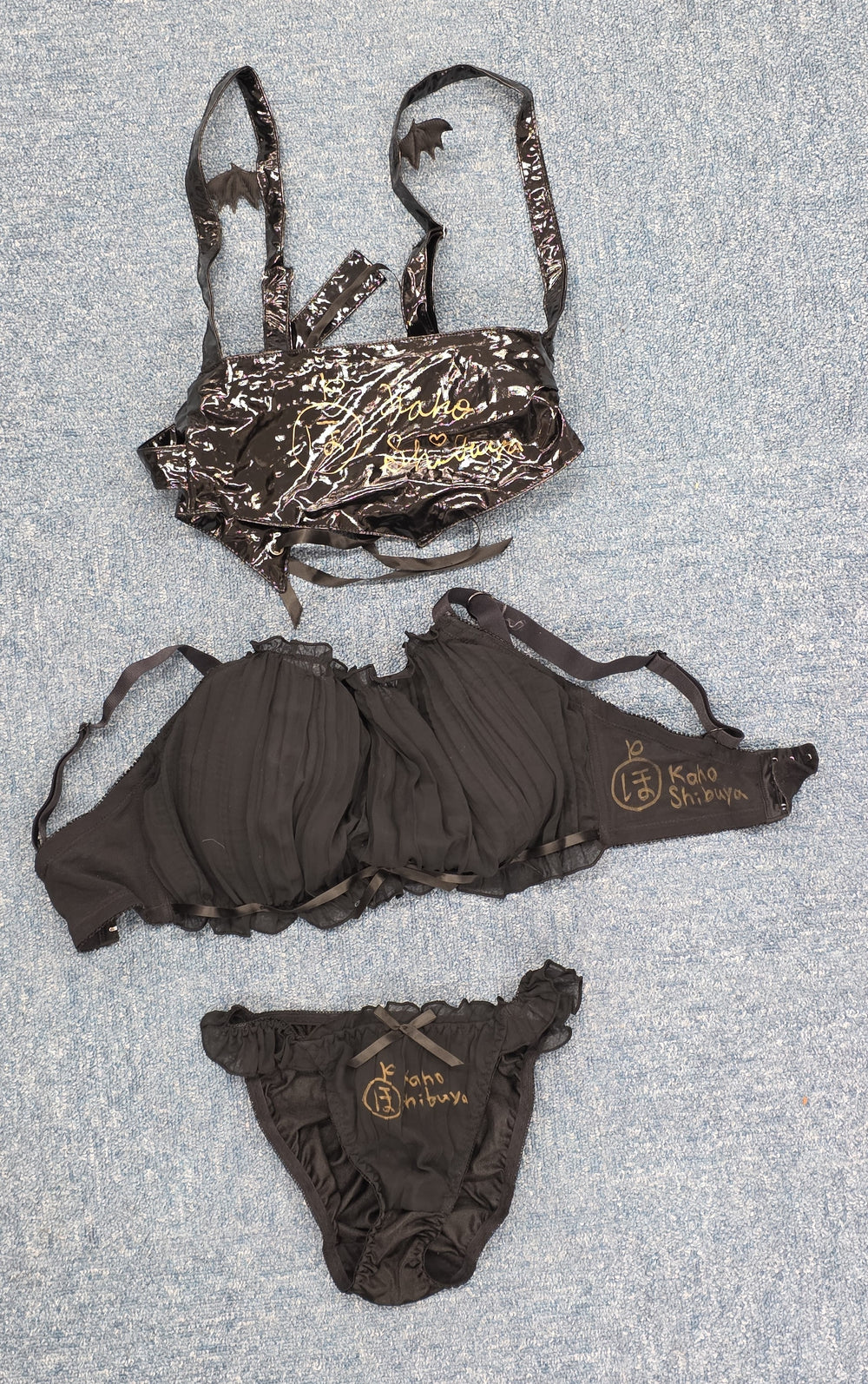 Kaho Shibuya Worn Black Bat Wing Lingerie (Signed)