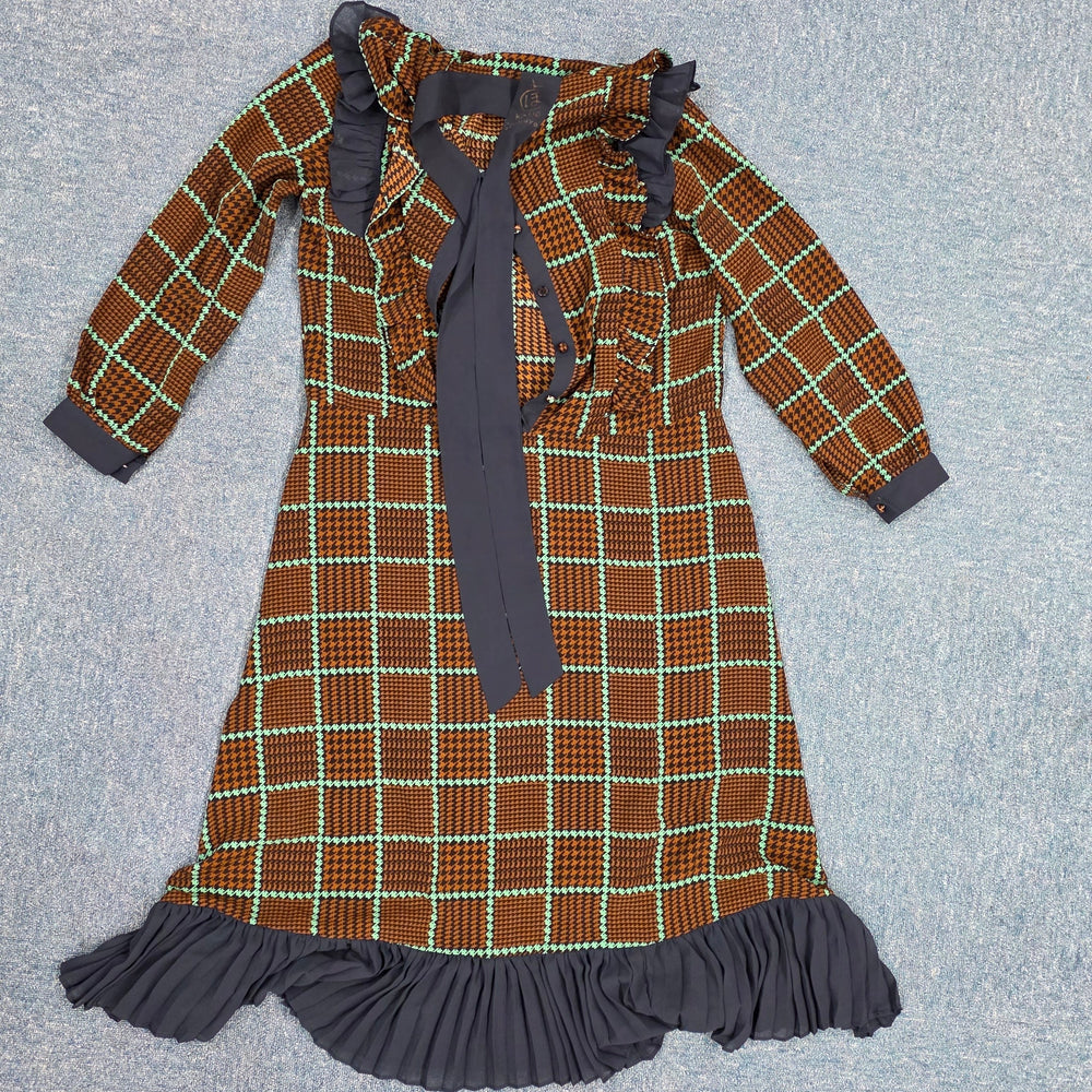 Kaho Shibuya Worn Checkered Brown Dress (Signed)