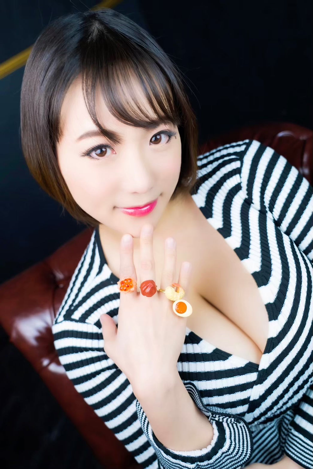 Kaho Shibuya Worn Sesame Street Jeans + Striped Top & Food-Shaped Rings (Signed)