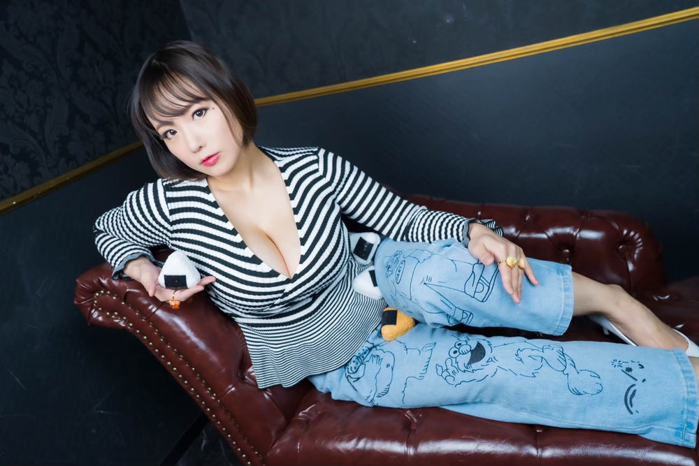 Kaho Shibuya Worn Sesame Street Jeans + Striped Top & Food-Shaped Rings (Signed)