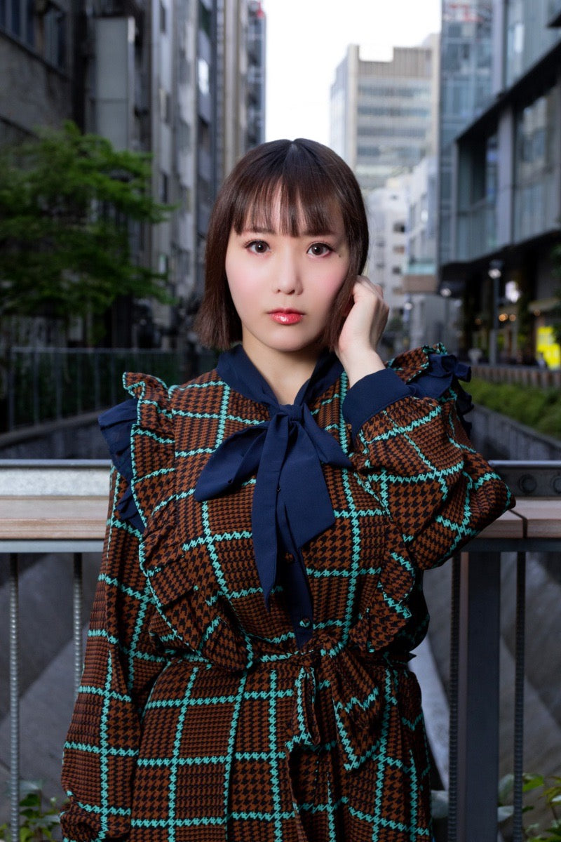 Kaho Shibuya Worn Checkered Brown Dress (Signed)