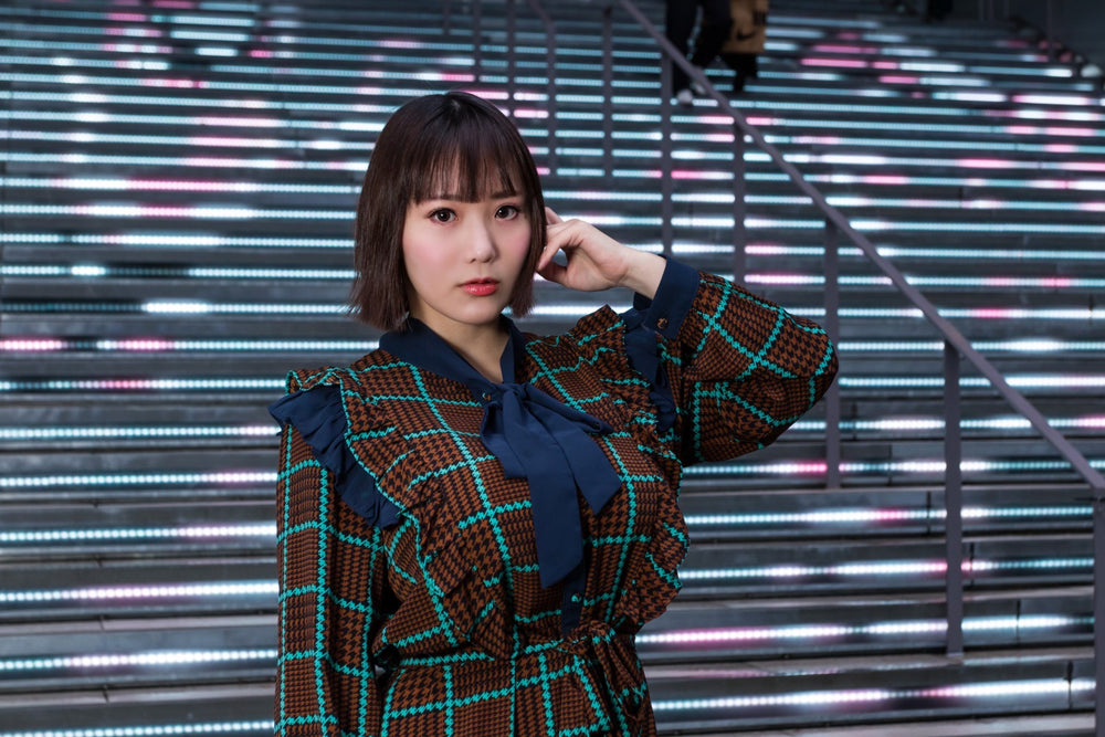 Kaho Shibuya Worn Checkered Brown Dress (Signed)